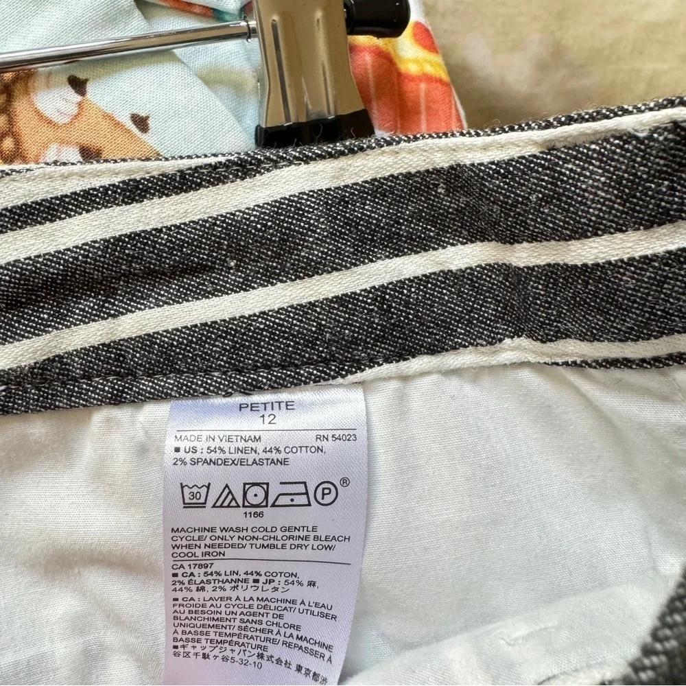 NWOT Banana Republic Avery Striped Linen Blend Tailored Ankle Pant Petite Sz 12